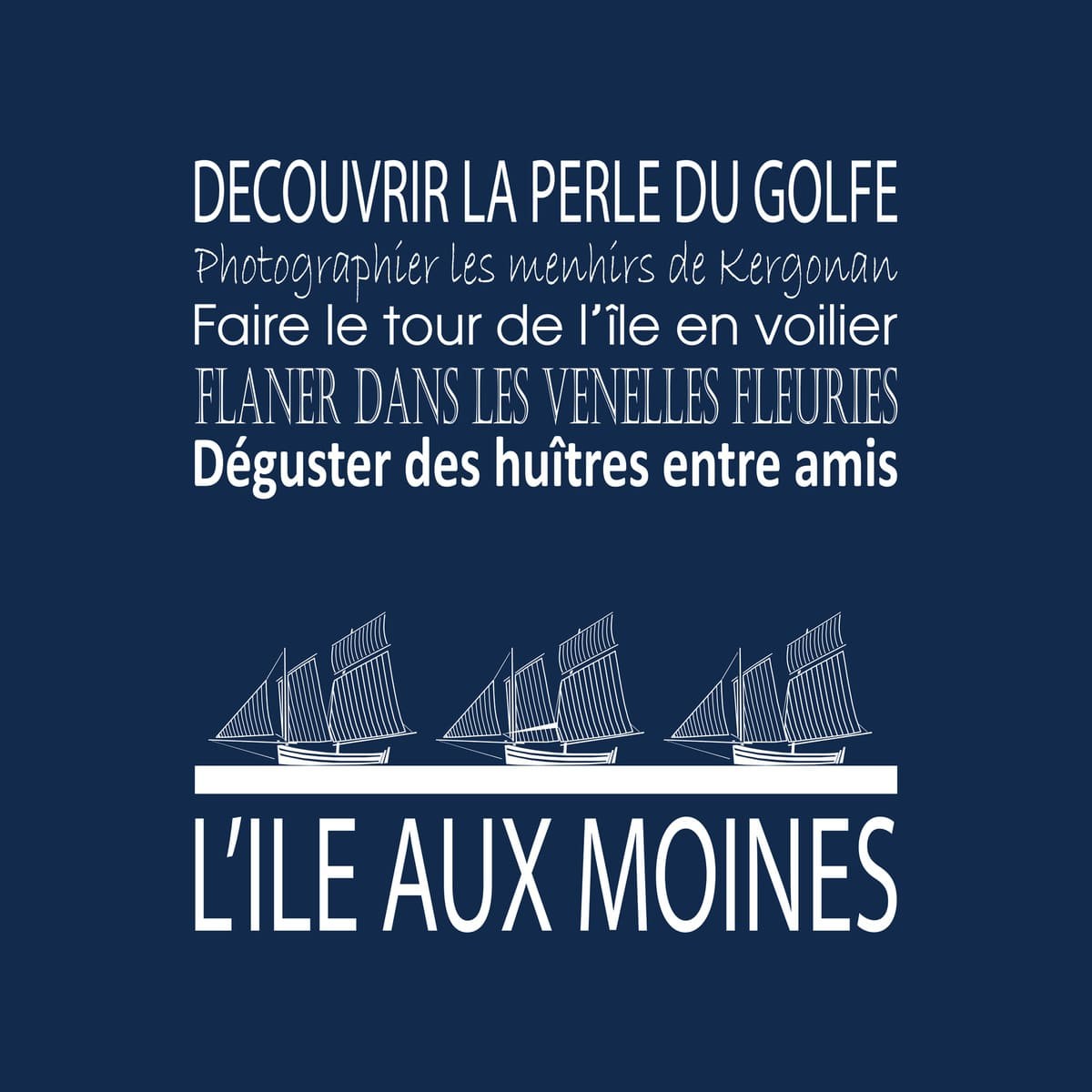 Tableau sur toile île aux moines 30x30 cm bleu Tableau sur toile île aux moines 30x30 cm bleu