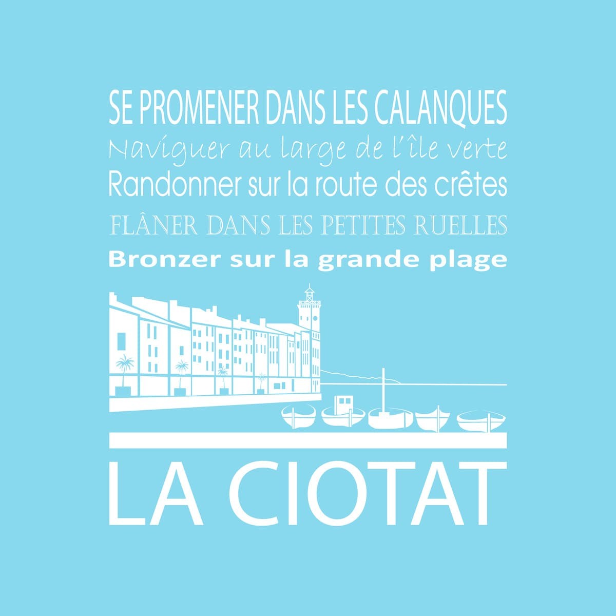 Tableau sur toile la Ciotat 30x30 cm bleu clair Tableau sur toile la Ciotat 30x30 cm bleu clair