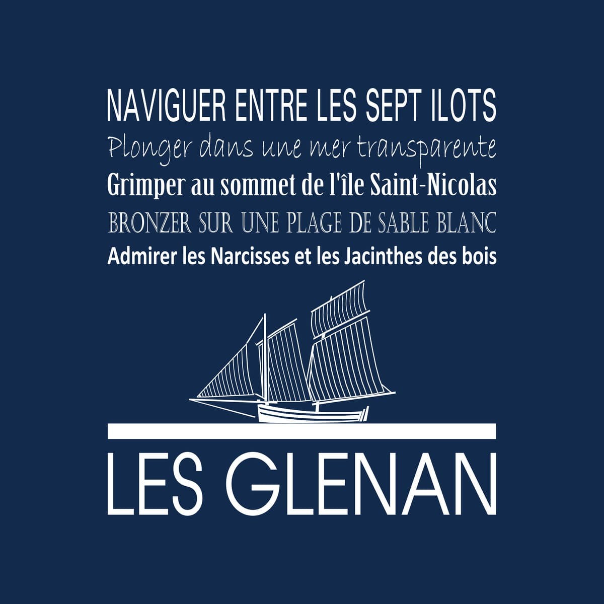 Tableau sur toile les Glenan 30x30 cm bleu Tableau sur toile les Glenan 30x30 cm bleu