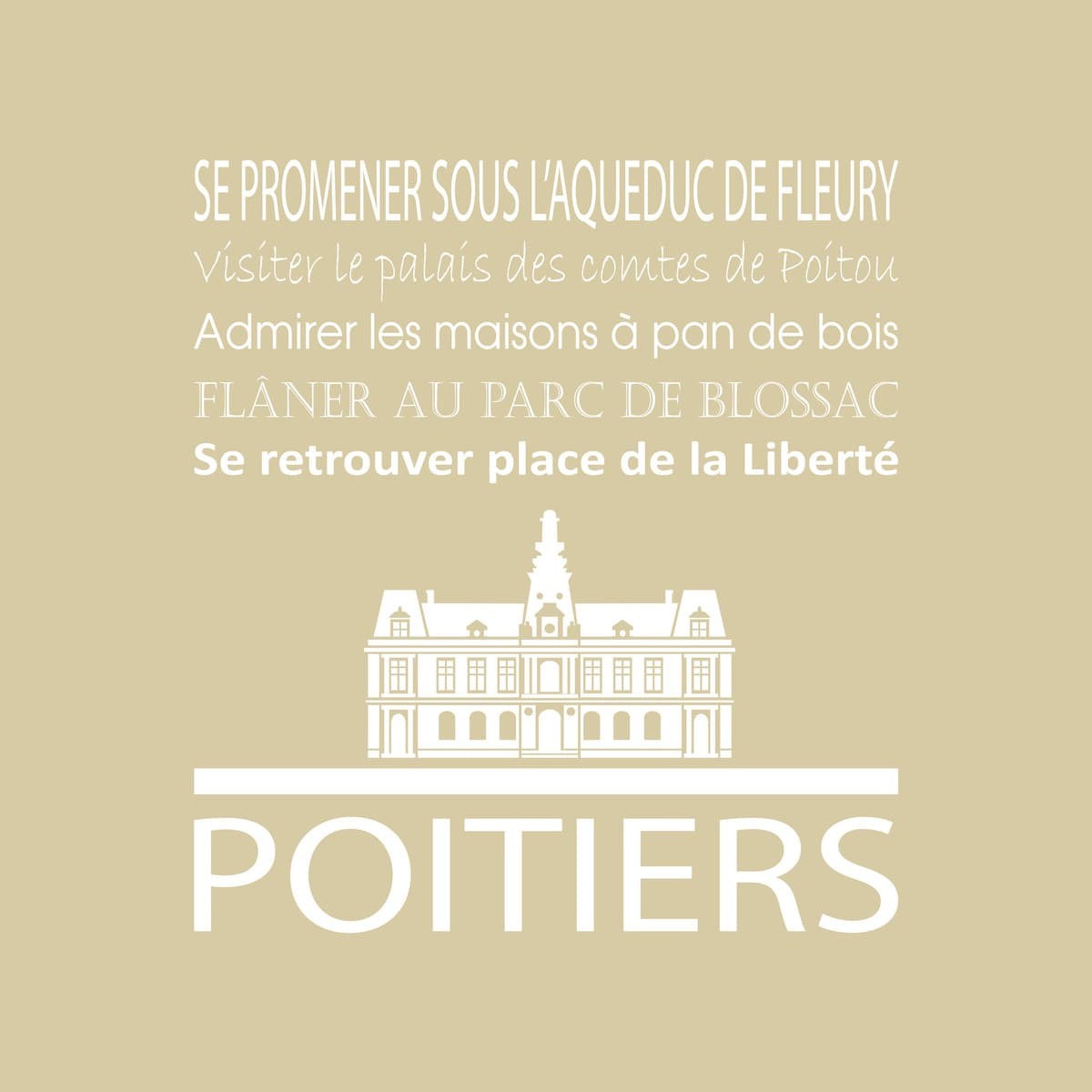 Tableau sur toile Poitier 30x30 cm beige Tableau sur toile Poitier 30x30 cm beige