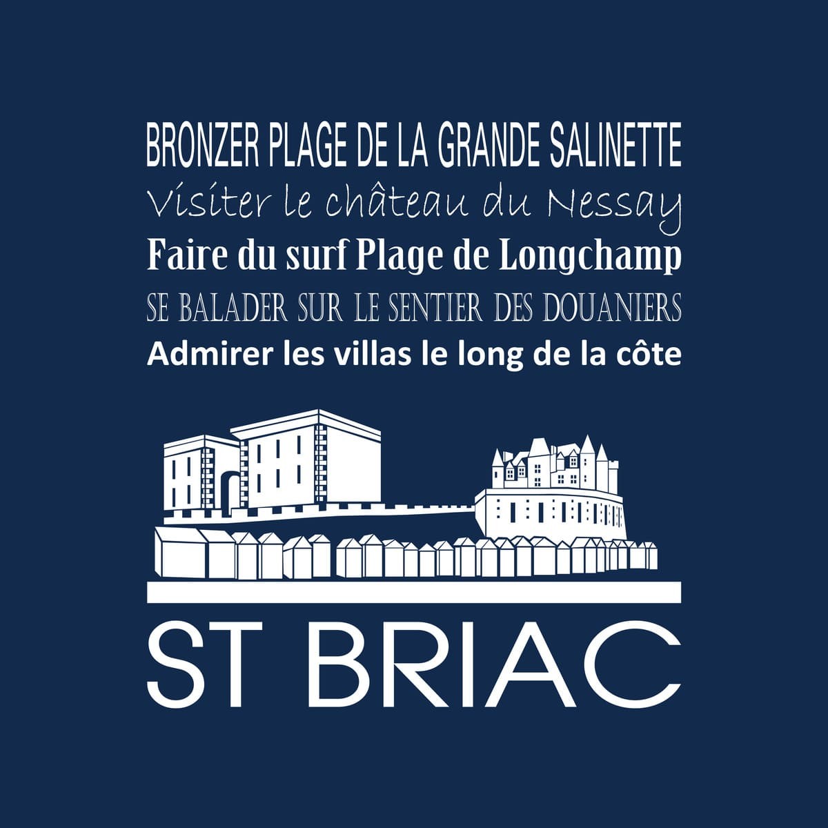 Tableau sur toile Saint-Briac 30x30 cm bleu