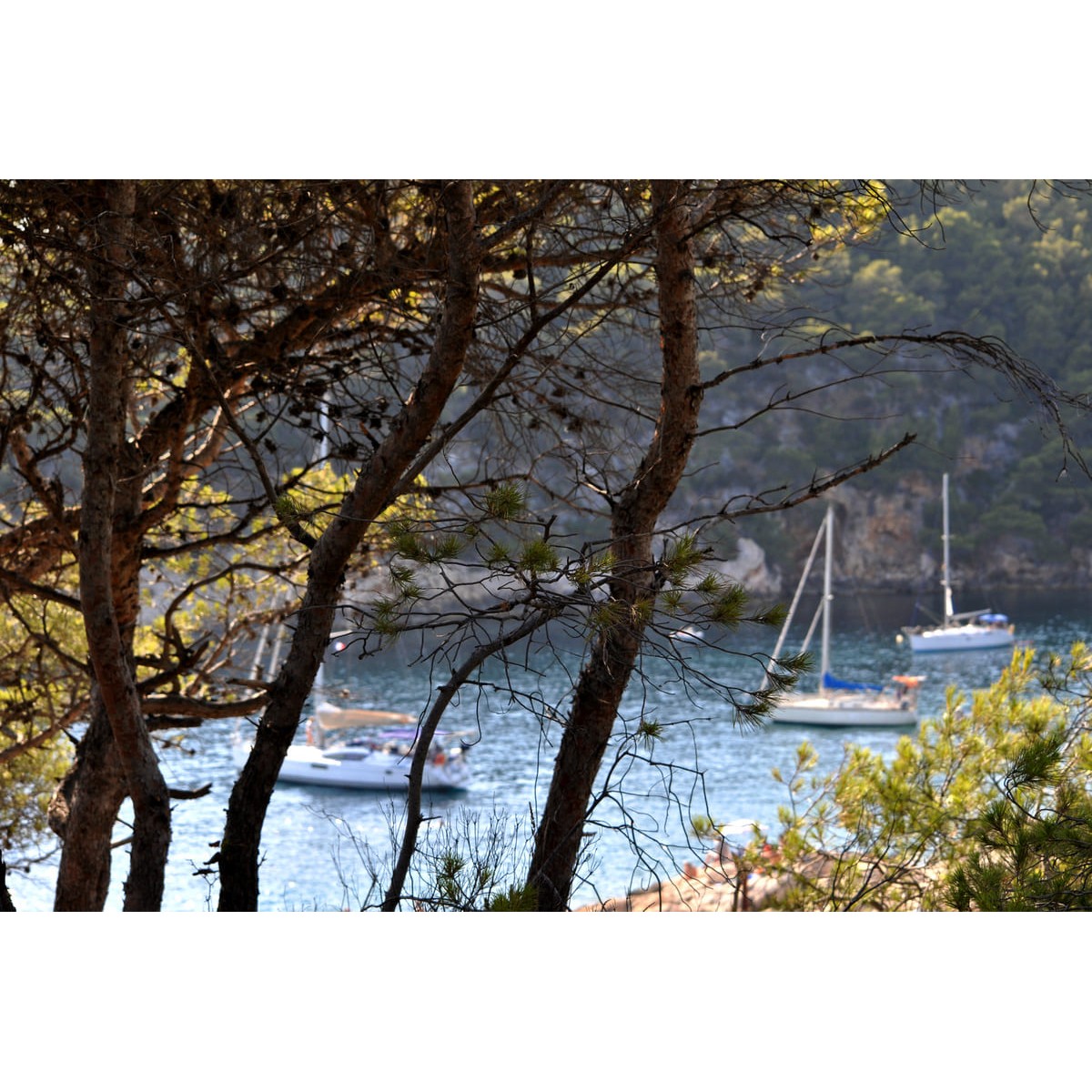 Tableau mural bateaux vue sur calanques 45x65 cm