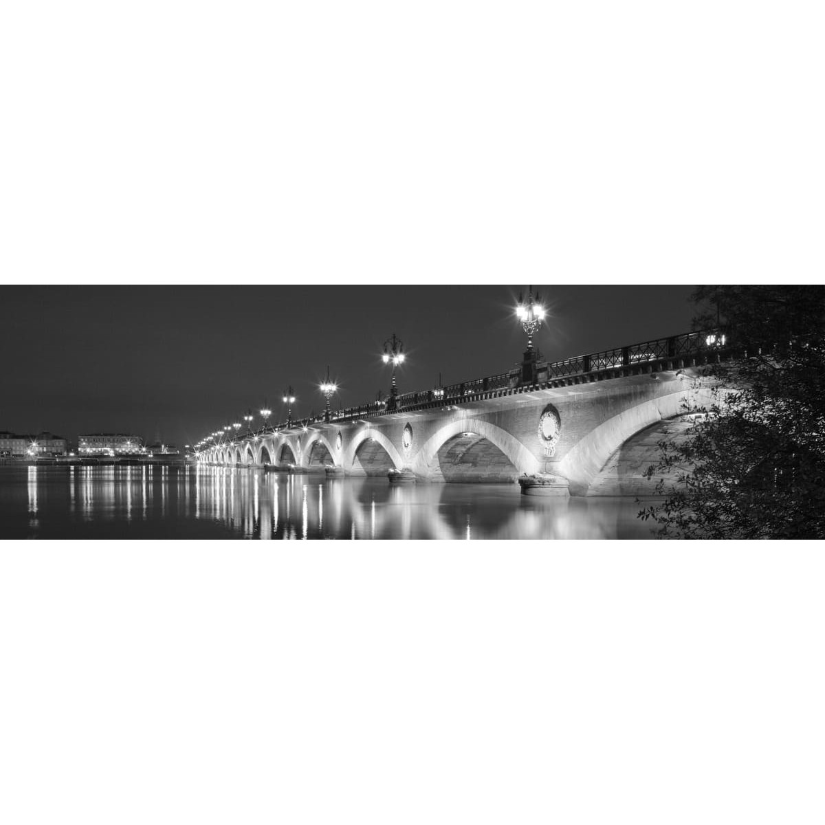 Tableau sur toile pont de pierre noir et blanc