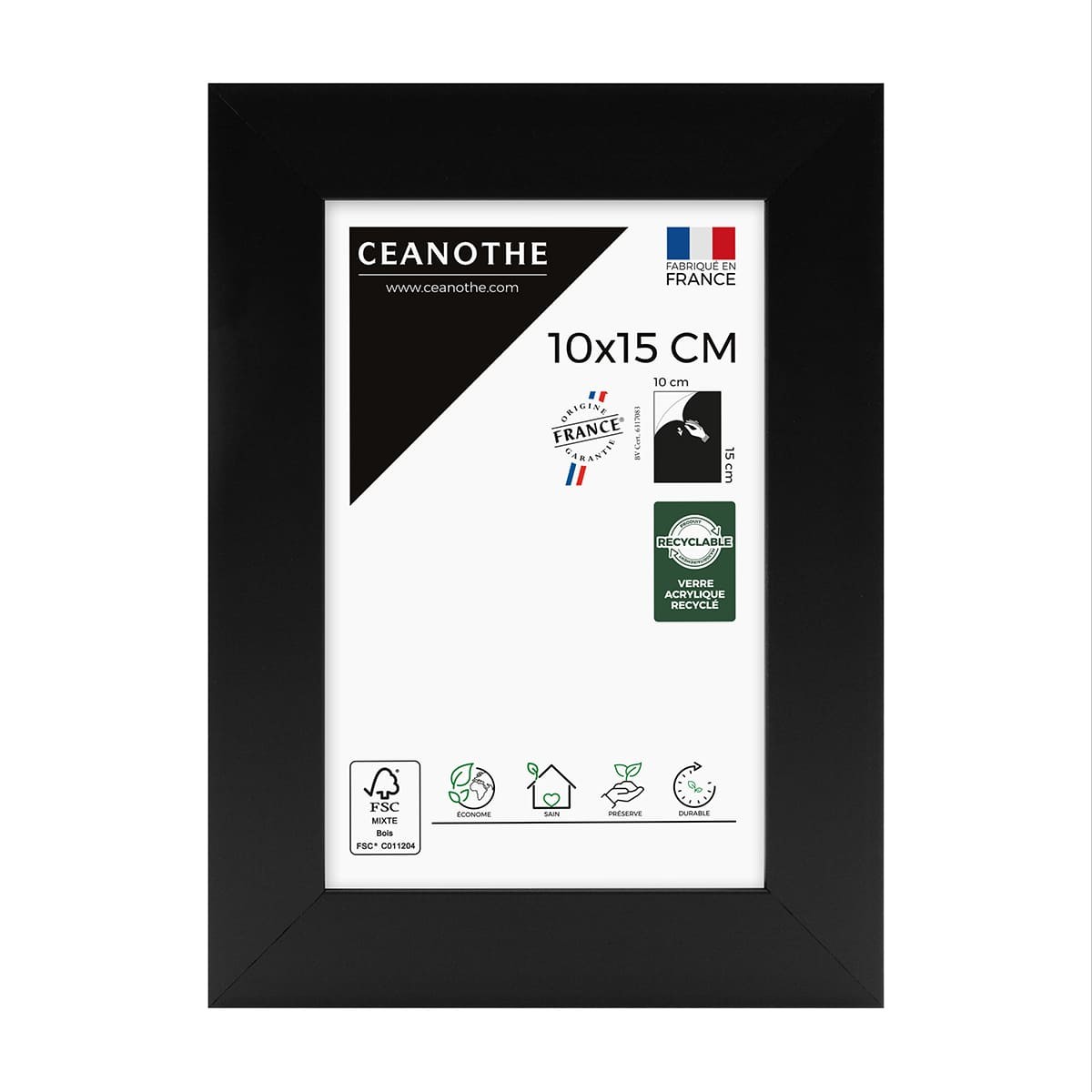 Cadre photo Éternel noir 10x15 cm face Cadre photo Éternel noir 10x15 cm face