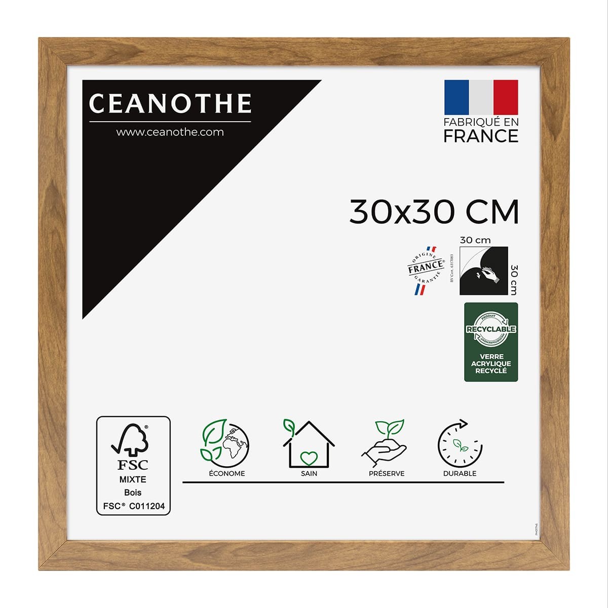 Cadre photo Precious noyer 30x30 cm face Cadre photo Precious noyer 30x30 cm face