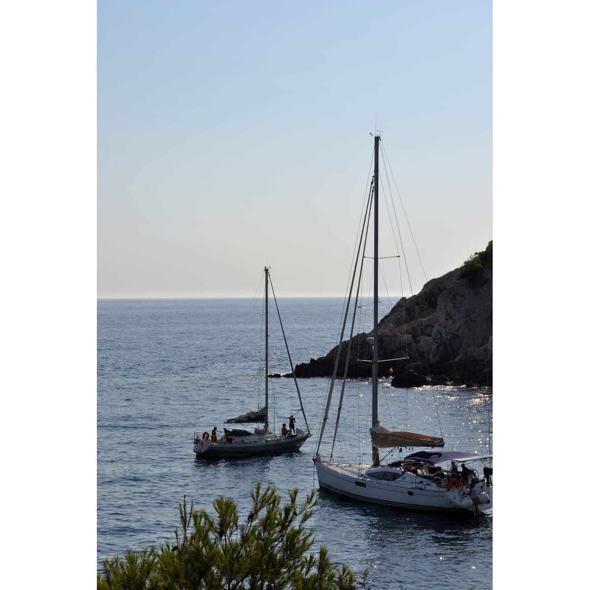 Tableau mural bateau couché de soleil calanques