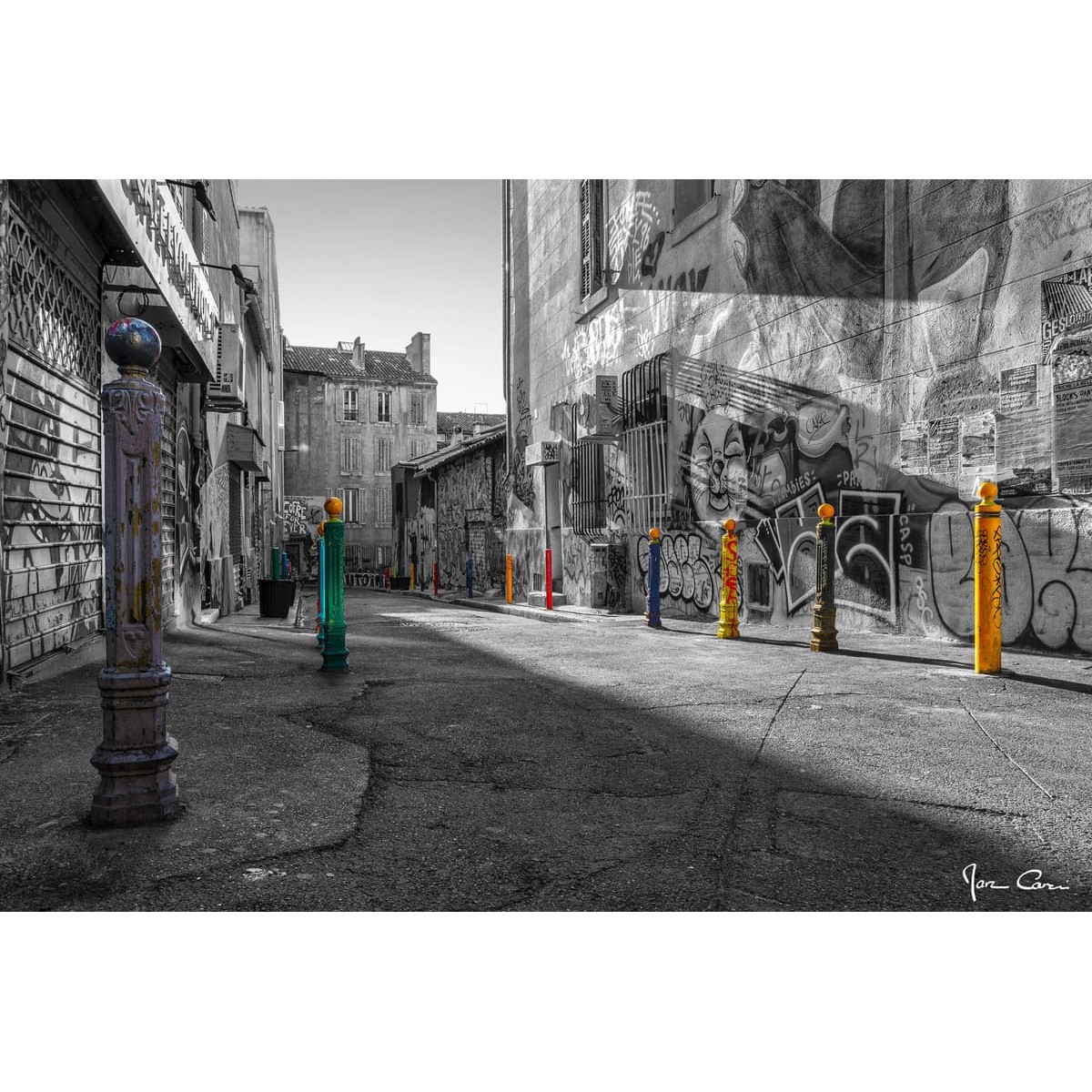 Tableau mural quartier cours Julien noir & blanc