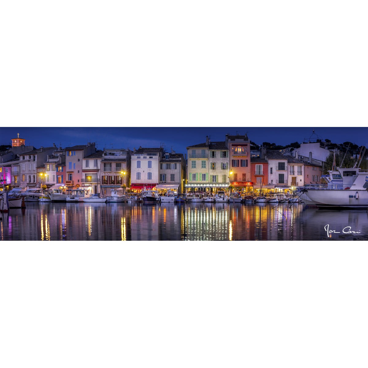 Tableau sur toile panorama port Cassis 30x97 cm