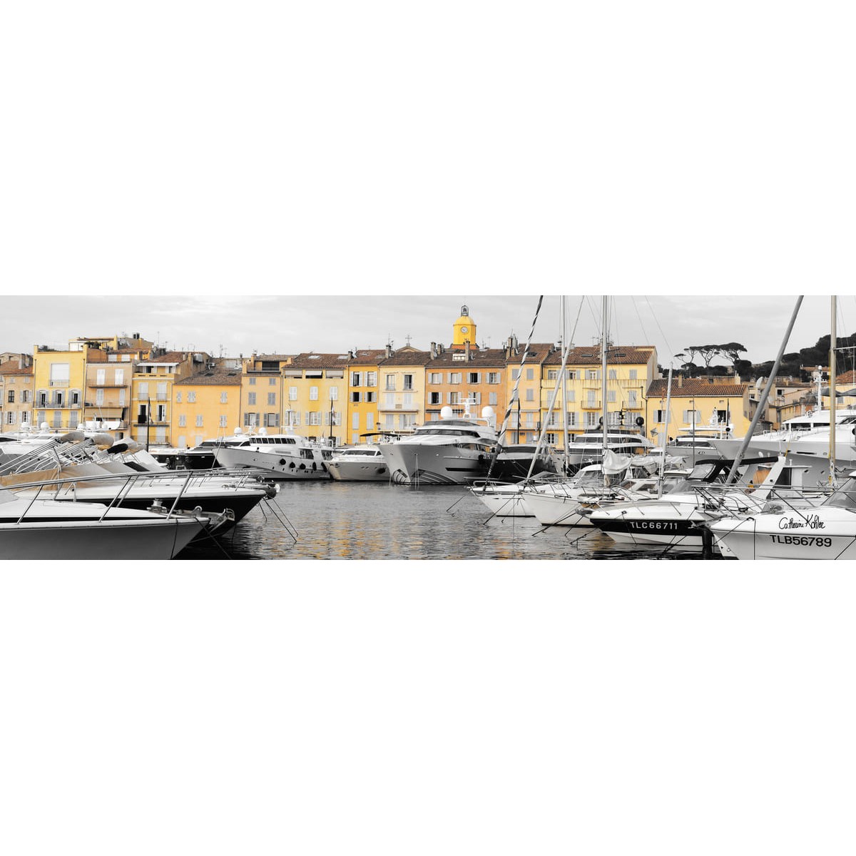 Tableau sur toile port Saint-Tropez 30x97 cm