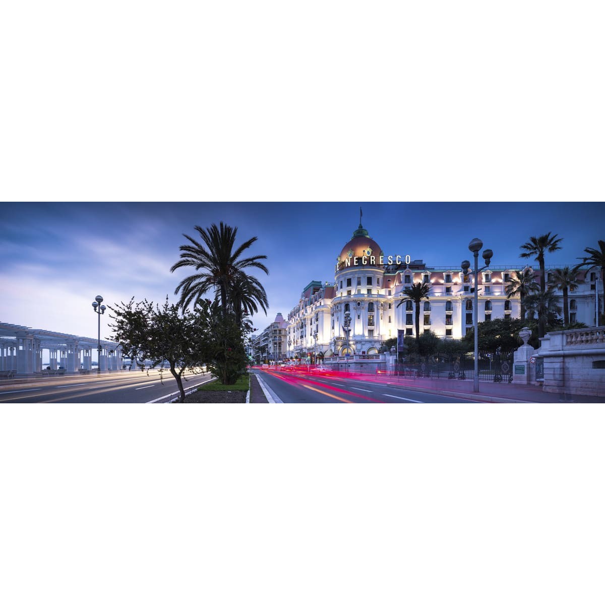 Tableau sur toile rue Nice by night 45x135 cm Tableau sur toile rue Nice by night 45x135 cm