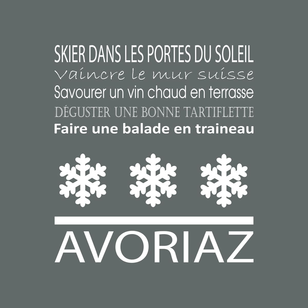 Tableau sur toile Avoriaz gris 30x30 cm Tableau sur toile Avoriaz gris 30x30 cm