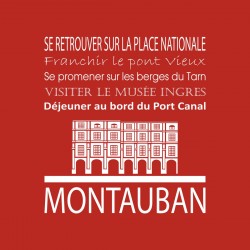 Tableau sur toile Montauban rouge 30x30 cm