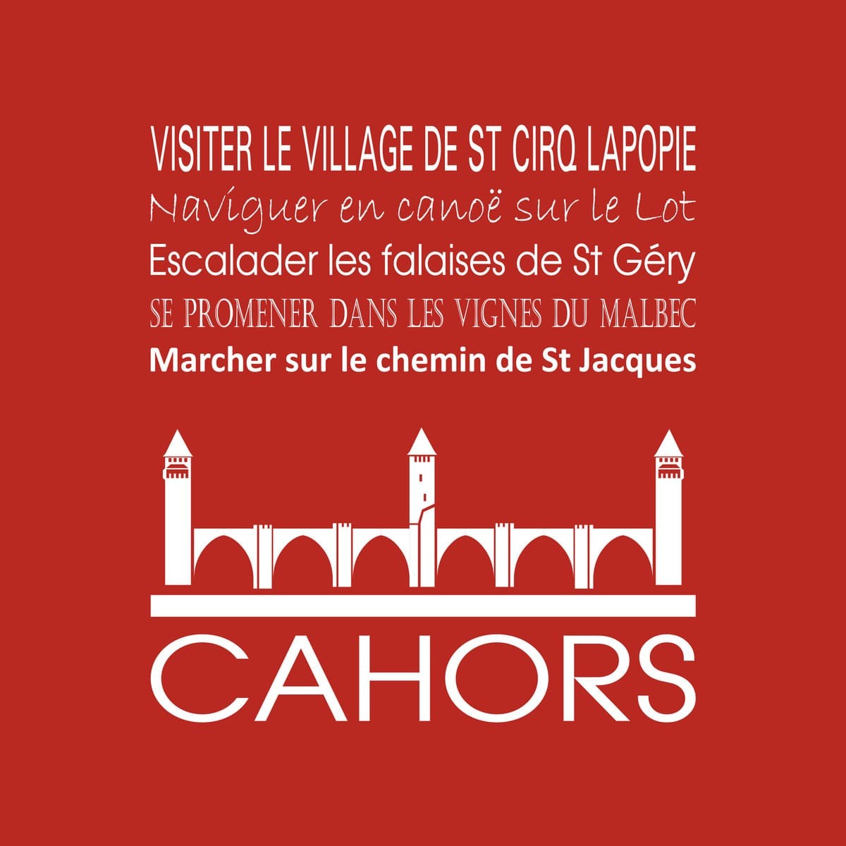Tableau sur toile Cahors rouge 30x30 cm Tableau sur toile Cahors rouge 30x30 cm