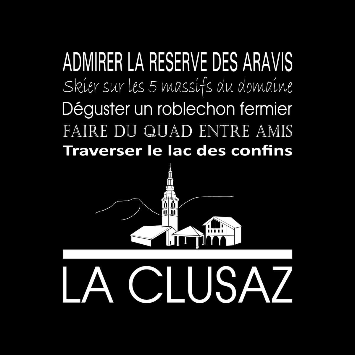 Tableau sur toile la Clusaz noir 30x30 cm Tableau sur toile la Clusaz noir 30x30 cm