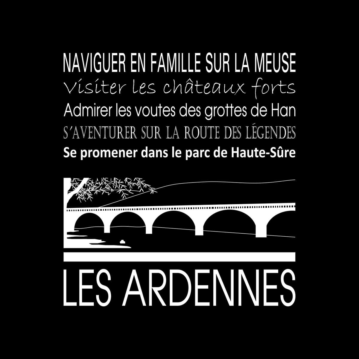 Tableau sur toile les Ardennes noir 30x30 cm