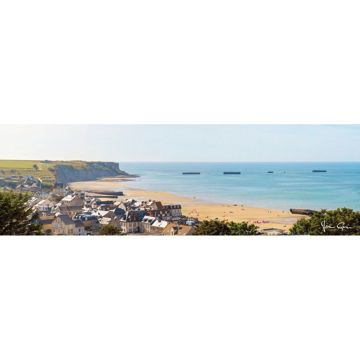 Tableau sur toile plage Arromanches 30x97 cm Tableau sur toile plage Arromanches 30x97 cm