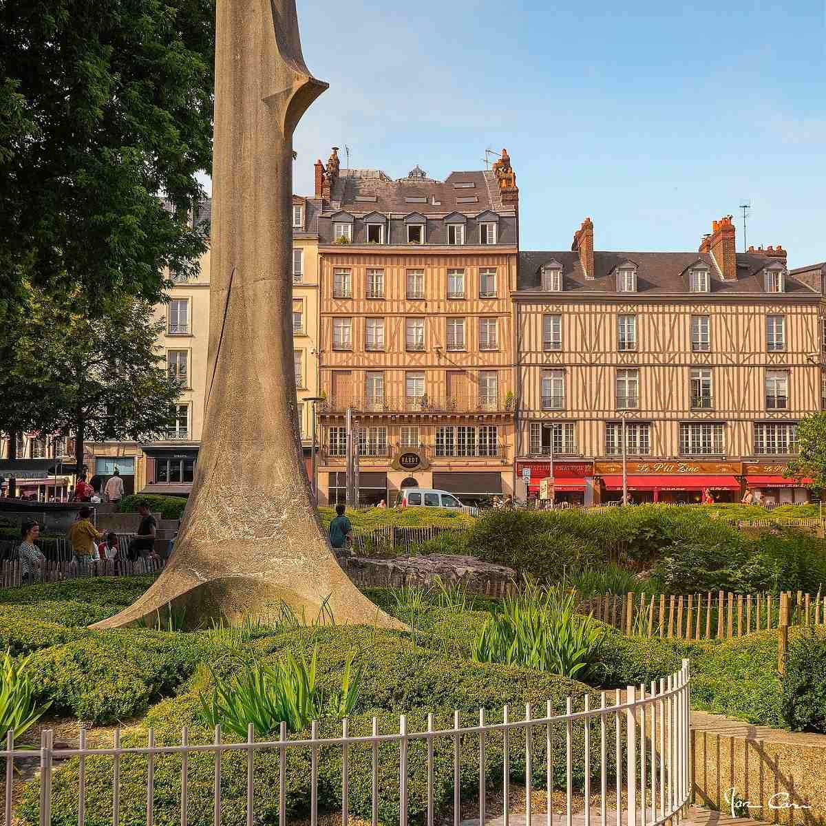 Tableau sur verre synthétique monument Jeanne d'Arc 90x90 cm