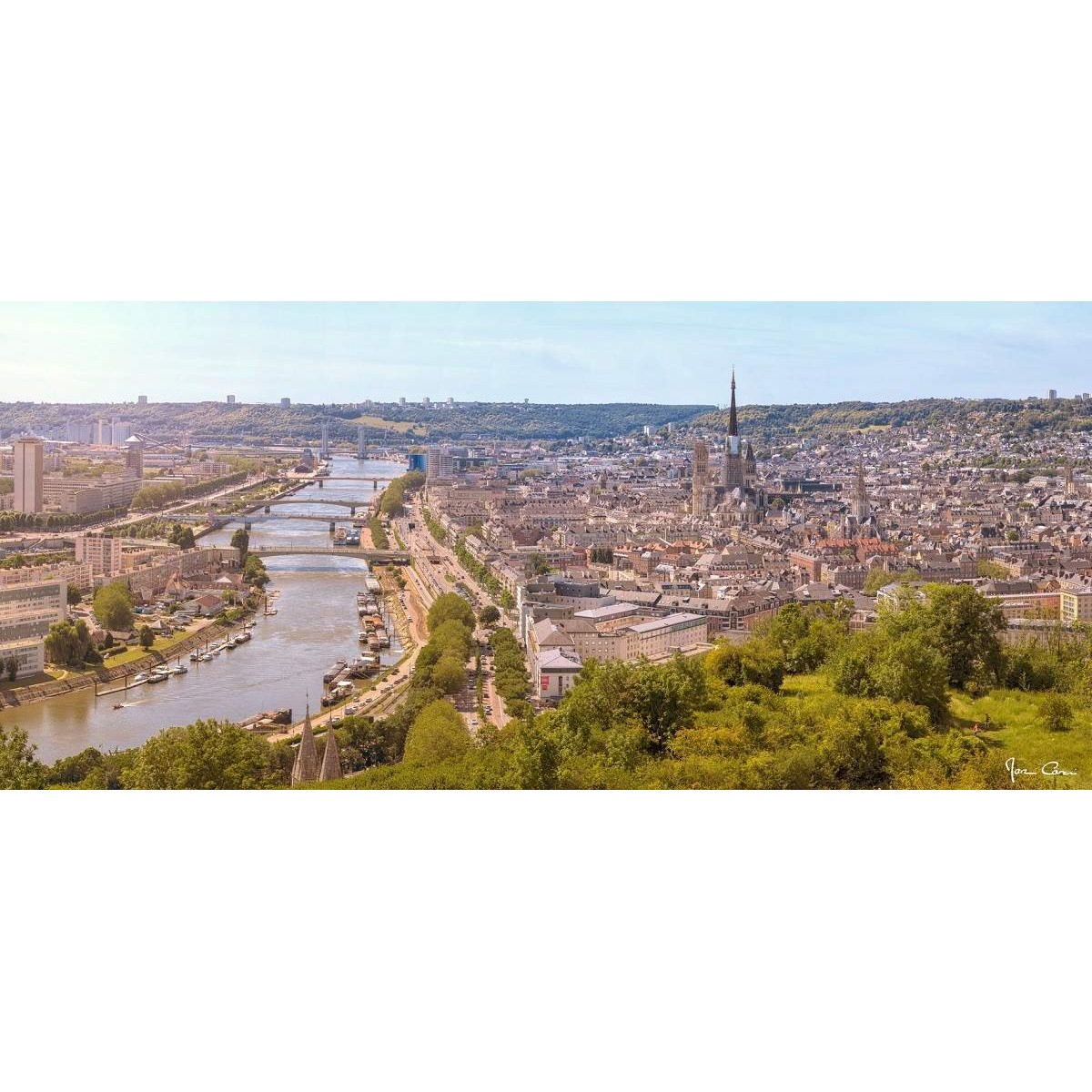 Tableau sur verre synthétique panorama Rouen 65x145 cm