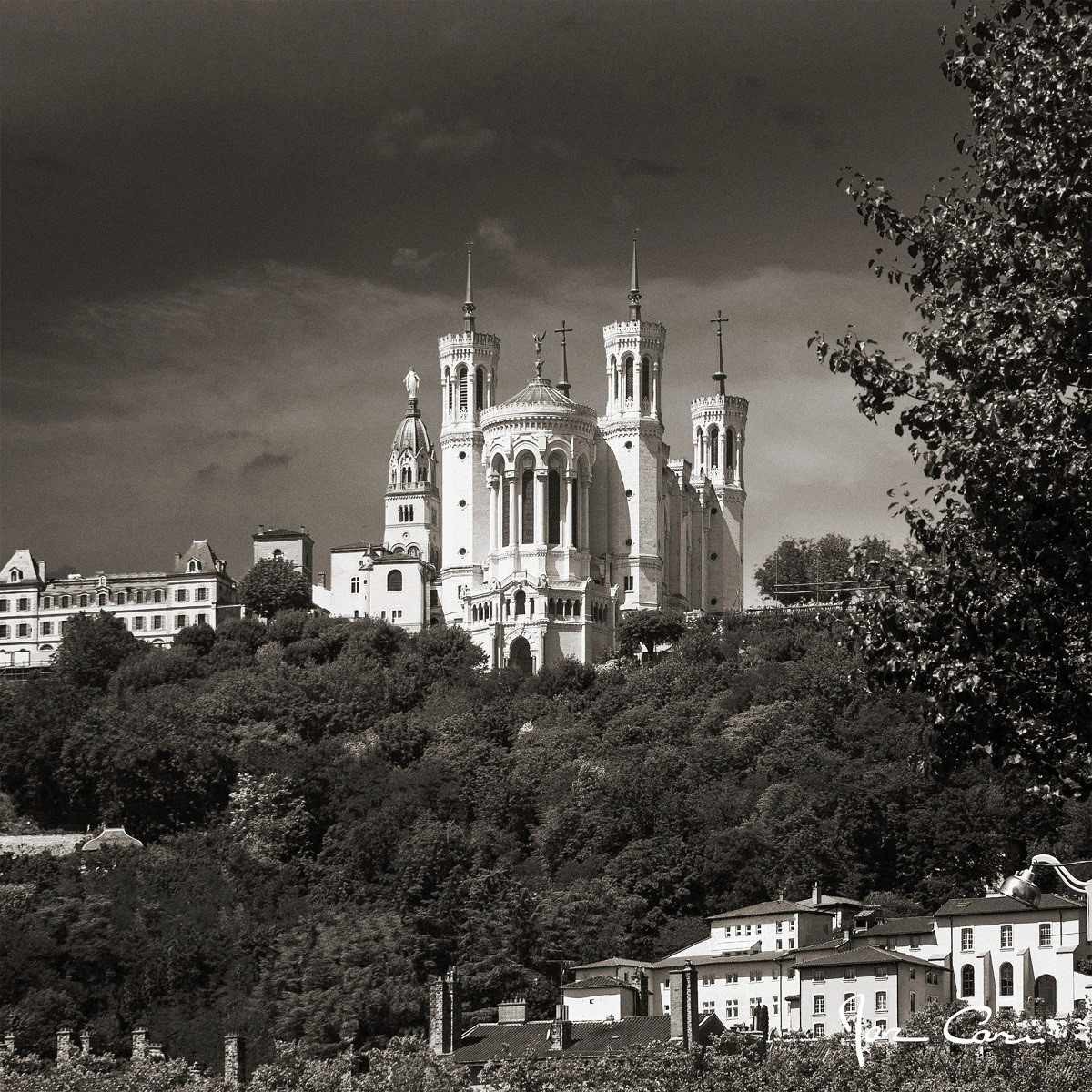 Tableau sur verre Notre-Dame de Fourvière 45x45 cm Tableau sur verre Notre-Dame de Fourvière 45x45 cm