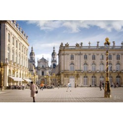 Tableau sur verre synthétique place Stanislas noir et blanc