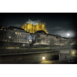 Tableau mural quai cathédrale Saint-Étienne de Metz