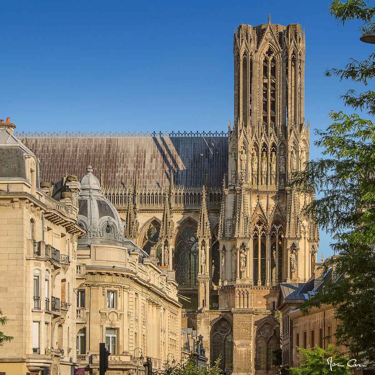 Tableau mural cathédrale de Reims vue du côté