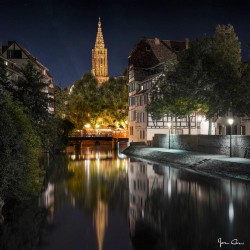 Tableau mural vue quai Strasbourg de nuit