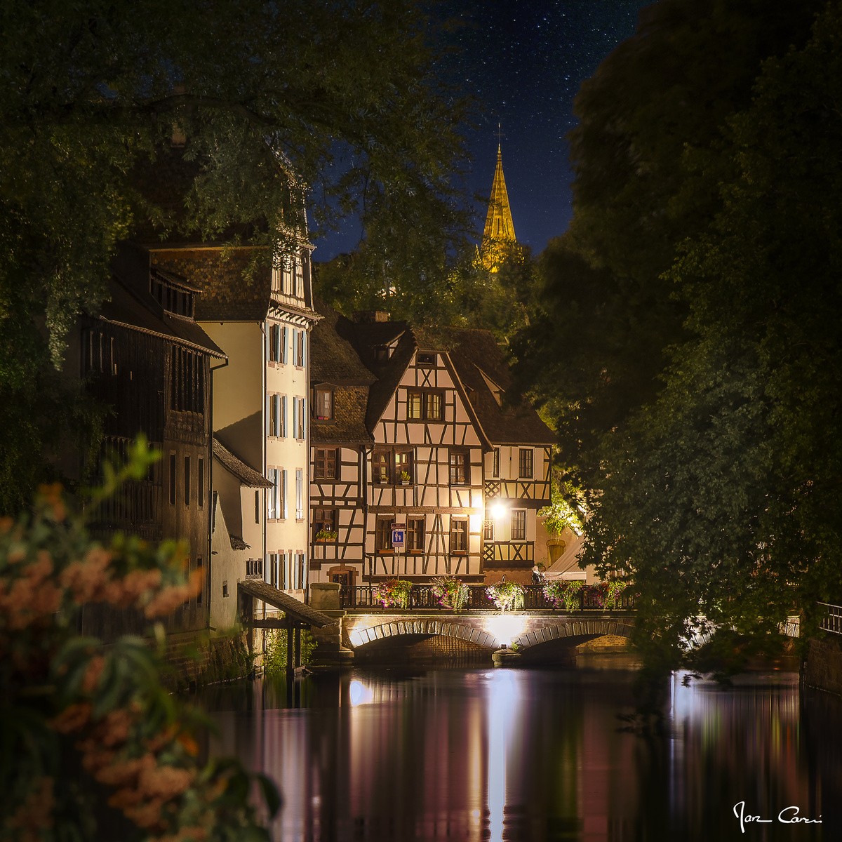 Tableau mural clocher cathédrale de Strasbourg la nuit