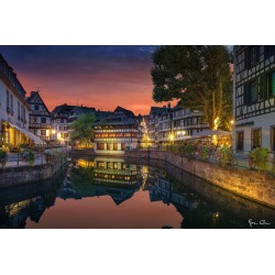 Tableau mural quai Strasbourg au crépuscule