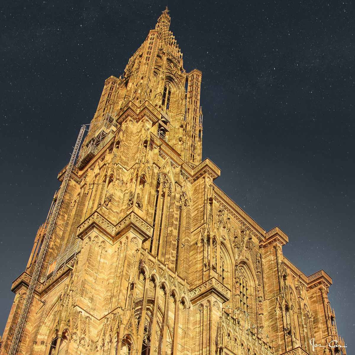 Tableau mural cathédrale de Strasbourg dorée carré Tableau mural cathédrale de Strasbourg dorée carré