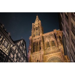 Tableau mural cathédrale Notre-Dame de Strasbourg de nuit