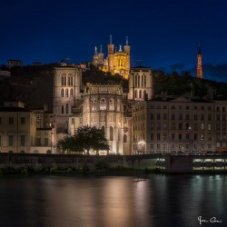 Tableau mural vieux Lyon de nuit