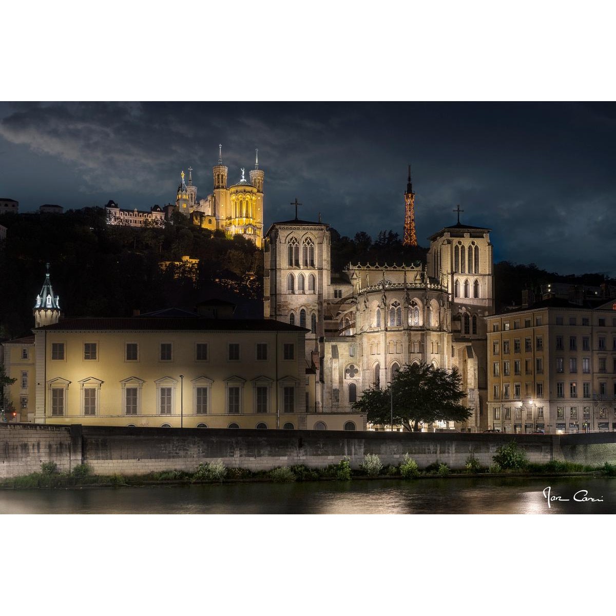 Tableau mural Lyon vue de nuit