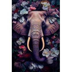 Tableau mural éléphant fleuri