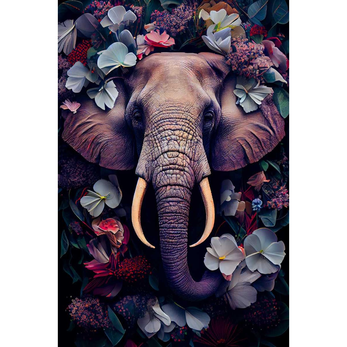Tableau mural éléphant fleuri Tableau mural éléphant fleuri
