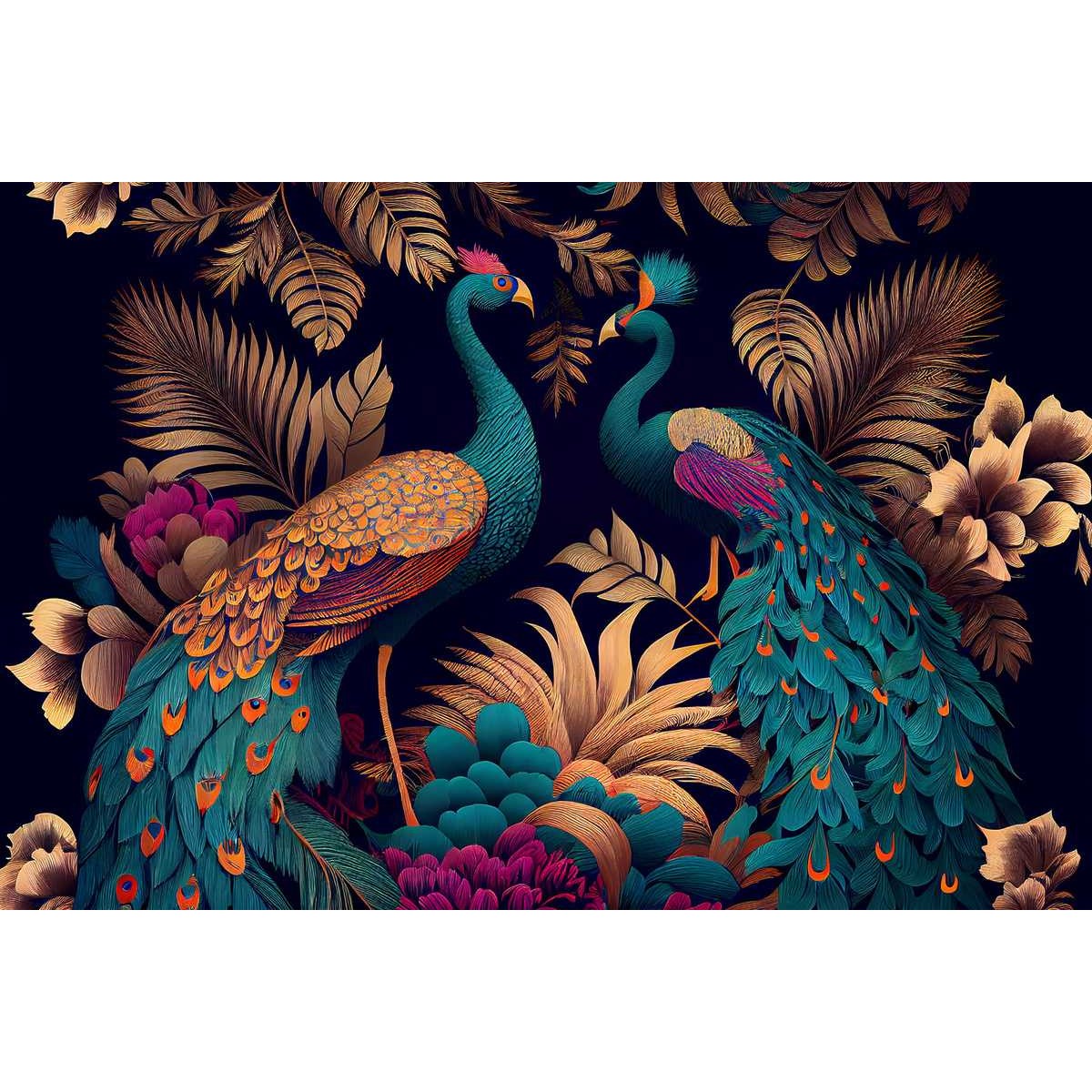 Tableau mural paons orientaux Tableau mural paons orientaux
