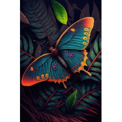 Tableau mural papillon néon
