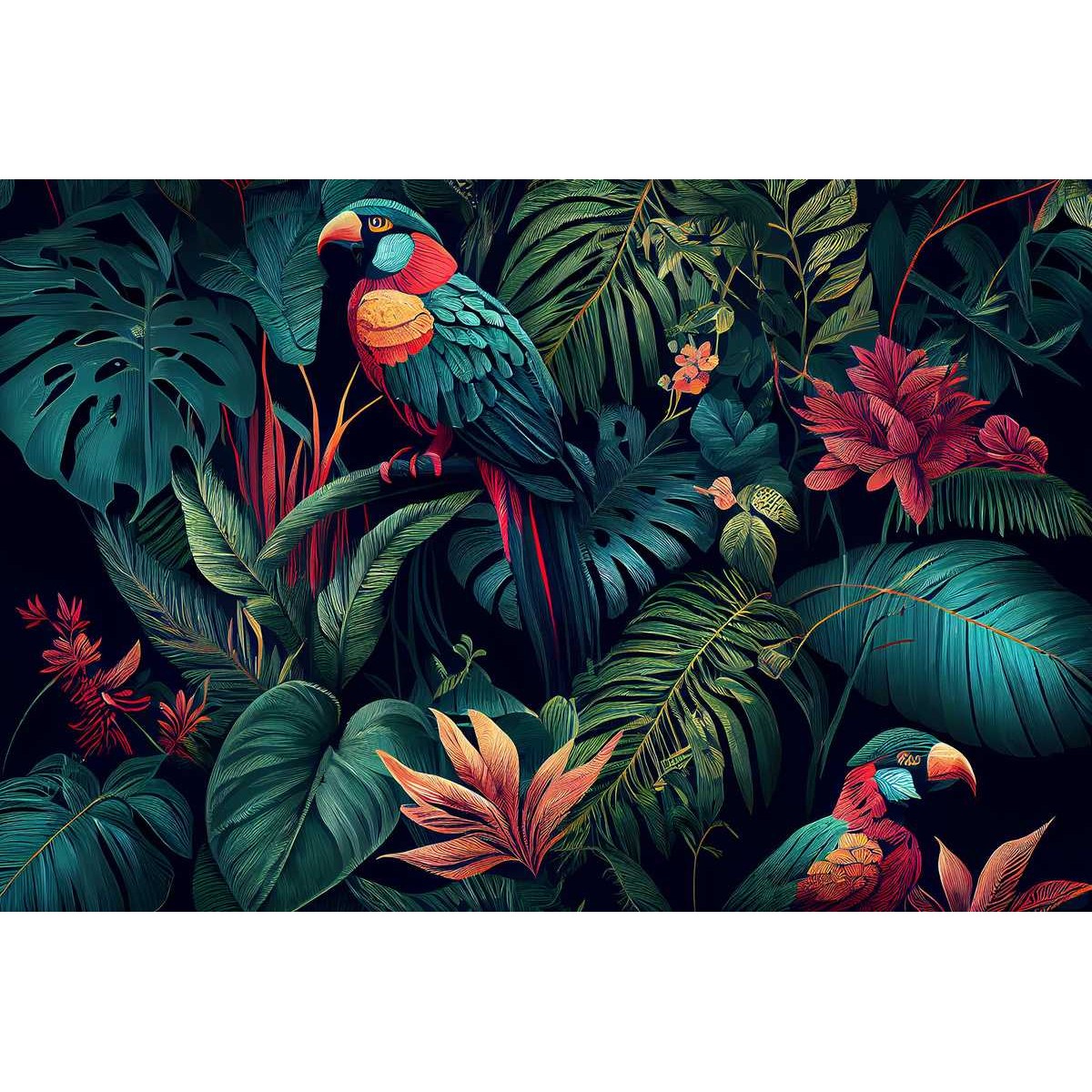 Tableau mural perroquets