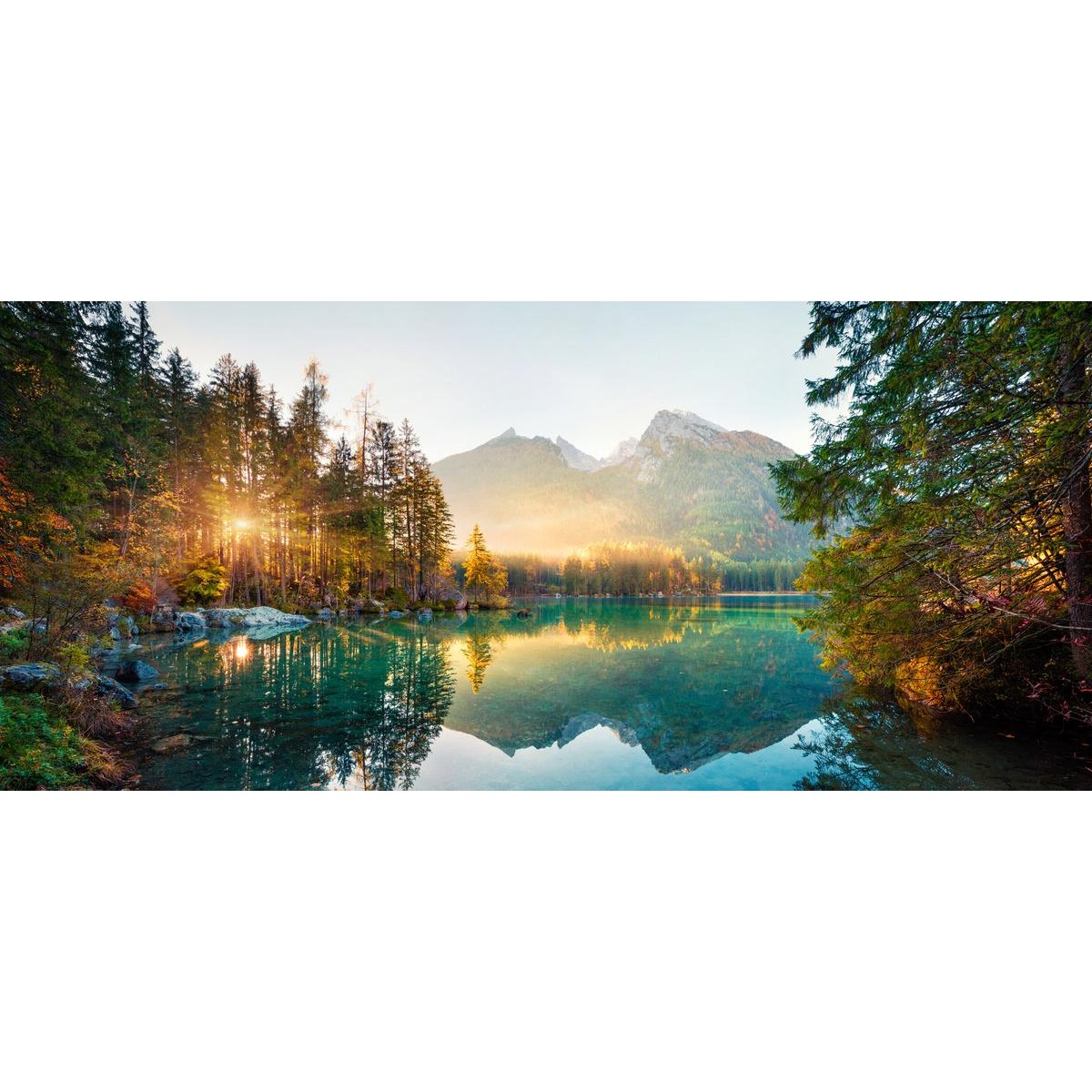 Tableau sur verre synthétique hintersee lake 65x145 cm Tableau sur verre synthétique hintersee lake 65x145 cm