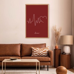 Tableau mural encadré battement amour 65x97 cm ambiance