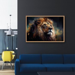 Tableau mural encadré lion 65x97 cm ambiance