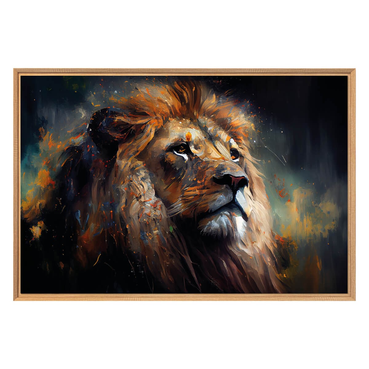 Tableau mural encadré lion 65x97 cm face Tableau mural encadré lion 65x97 cm face