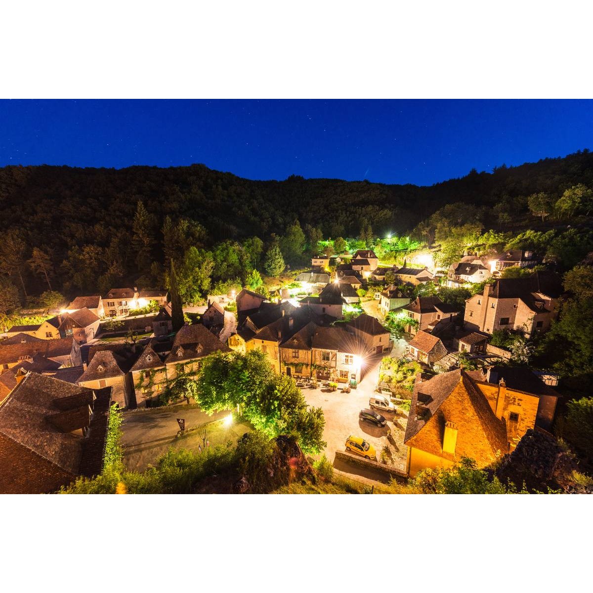 Tableau mural Saint-Cirq-Lapopie de nuit