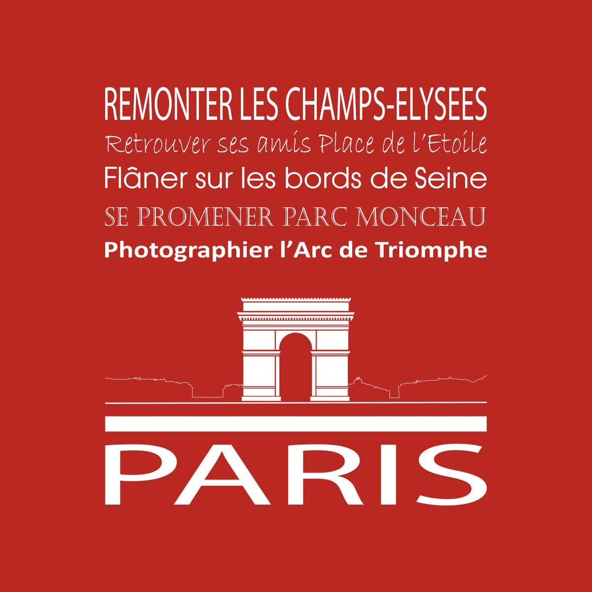 Tableau sur toile Paris Arc de Triomphe rouge 30x30 cm Tableau sur toile Paris Arc de Triomphe rouge 30x30 cm