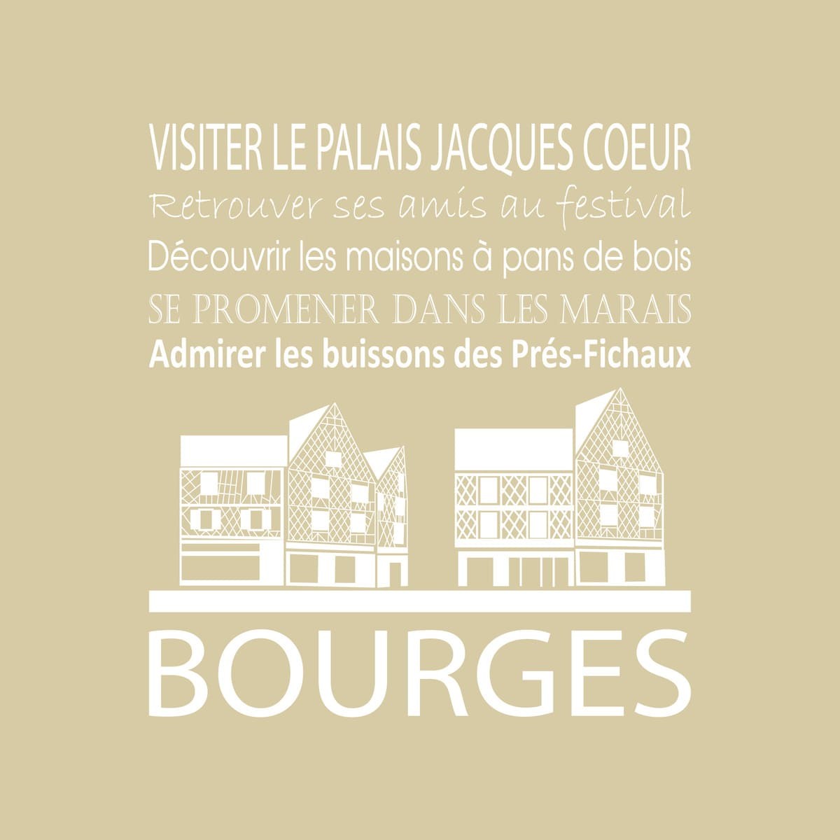 Tableau sur toile Bourges beige 30x30 cm Tableau sur toile Bourges beige 30x30 cm