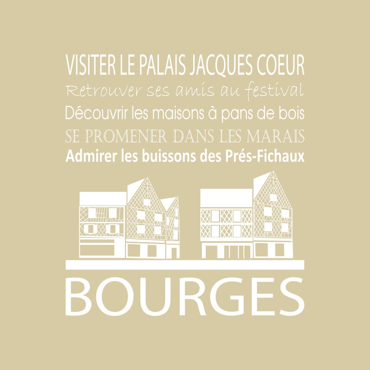 Tableau sur toile Bourges beige 30x30 cm