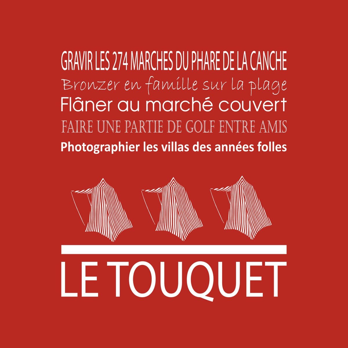 Tableau sur toile le Touquet rouge 30x30 cm