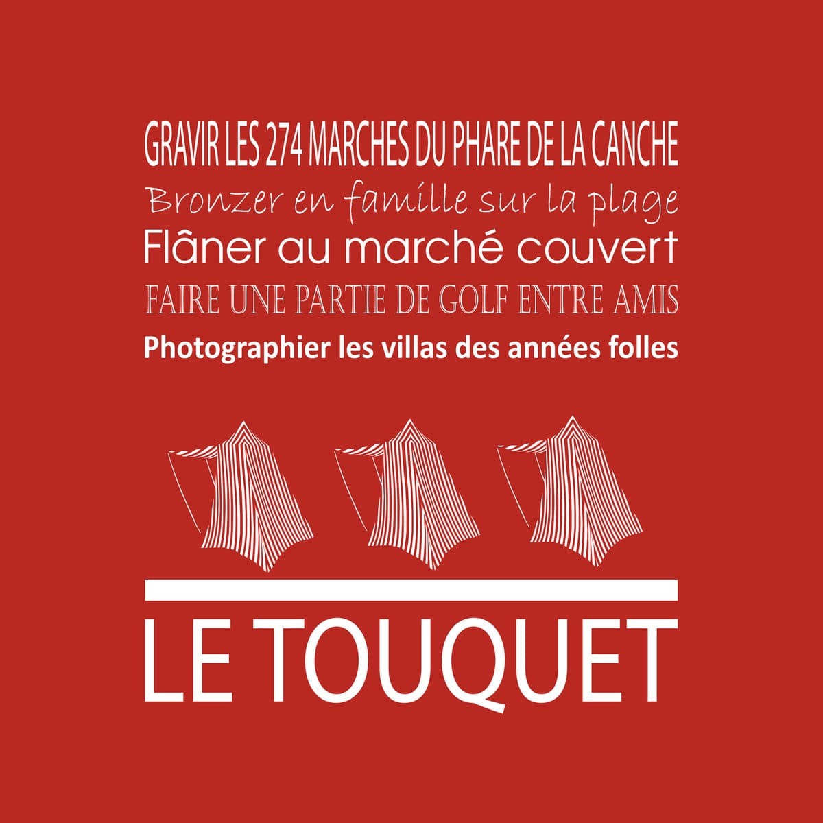 Tableau sur toile le Touquet rouge 30x30 cm Tableau sur toile le Touquet rouge 30x30 cm