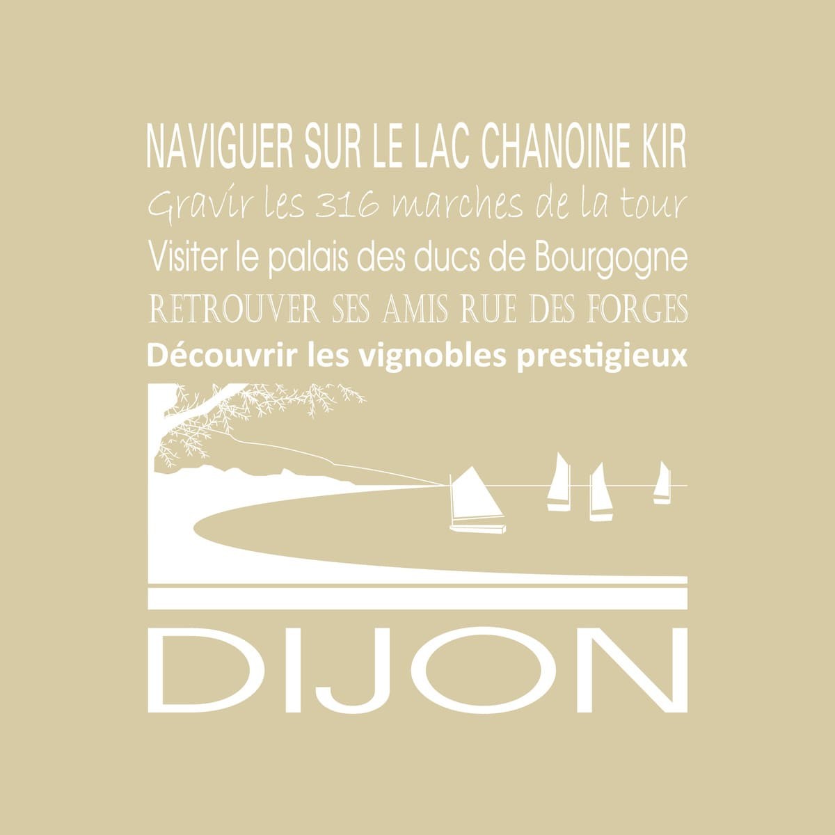 Tableau sur toile Dijon beige 30x30 cm Tableau sur toile Dijon beige 30x30 cm