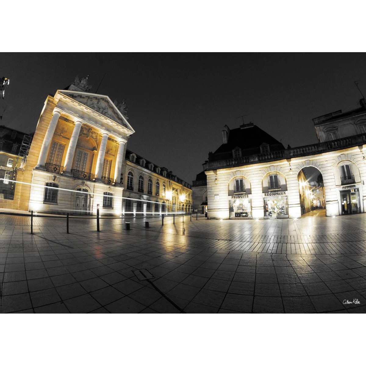 Tableau mural place de la libération de nuit Dijon 45x65 cm